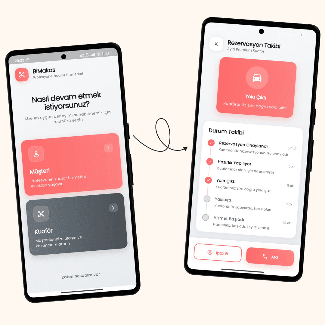 BiMakas app preview showing beauty service booking screens